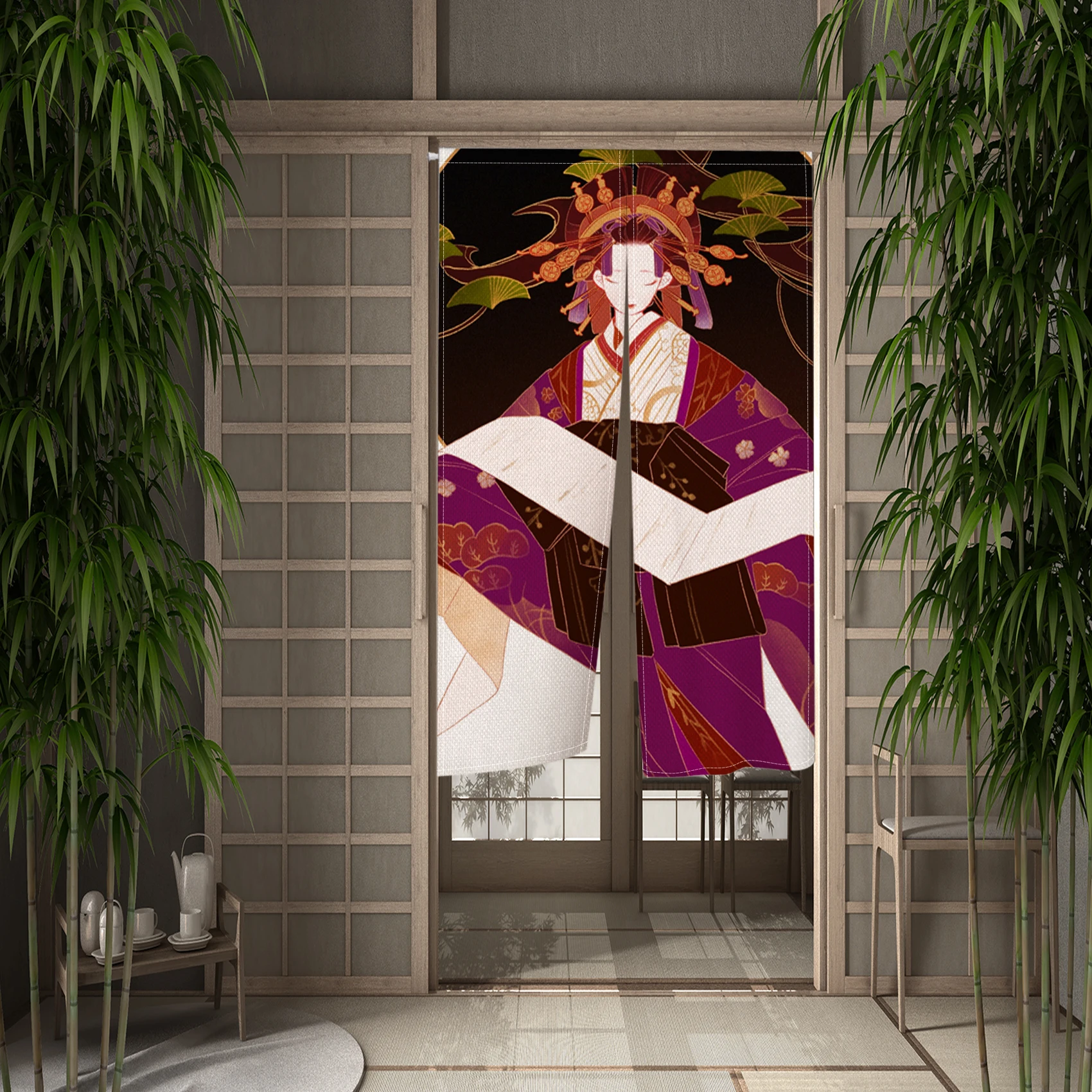 

Kyoto Geisha для девочек японская дверная занавеска Ukiyo-E узор вишневый цвет кухонный дверной проем занавеска для входа висит полузанавеска