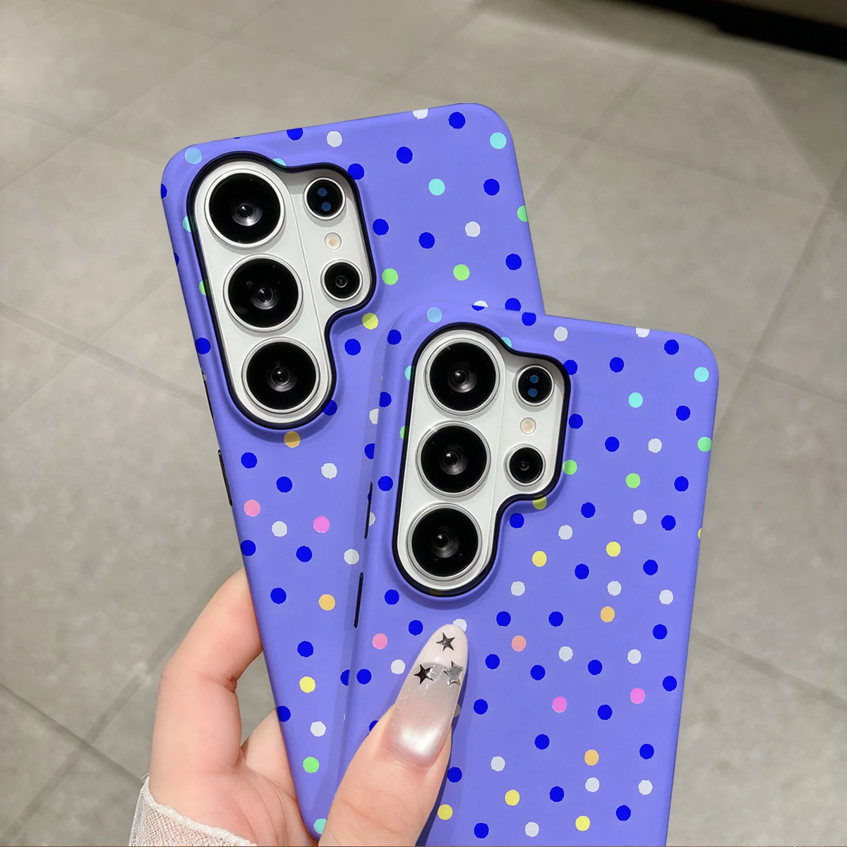 Purple Rainbow Mini Dots Phone Case For Samsung Galaxy S26 S25 Ultra S24 S23 Plus Hard Shock‑Absorption 2-in-1Protective Cover