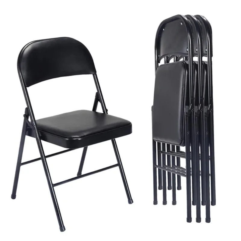 

Upholstered Padded Folding Chair (4 Pack), Black chairs