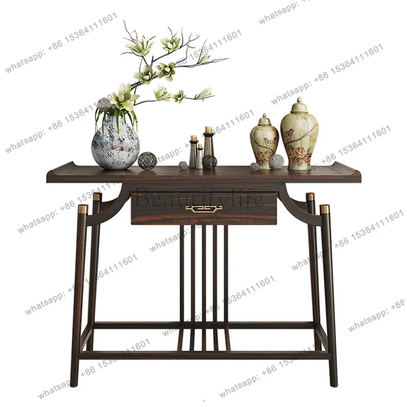

New Chinese style all solid wood entrance entrance table simple corridor wall modern table