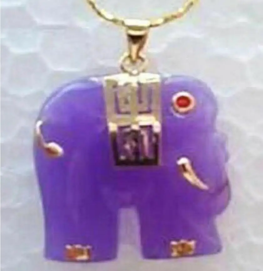 

Charming! 25x25mm Purple Jade Elephant Pendant Necklace AAA Grade