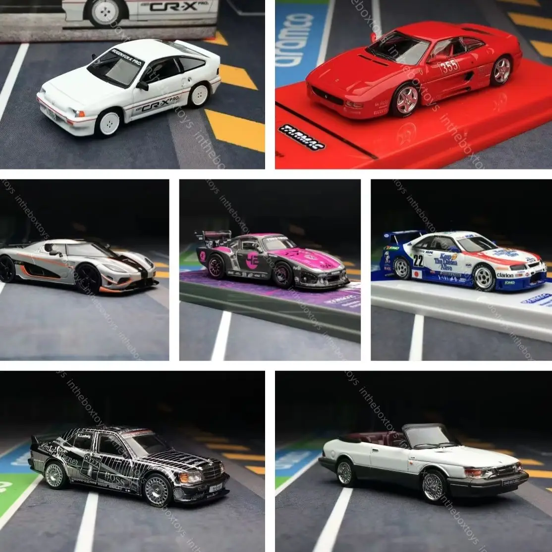 

In theBox Store Tarmac 1:64 MB 190e F355 R32 GTR 935 Agera CR-X Saab Diecast Model Car Collection Limited Editon
