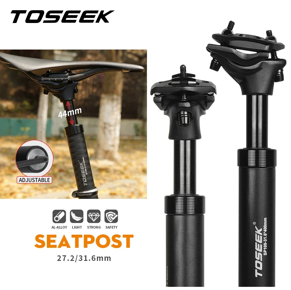 TOSEEK Bike Seatpost Suspension Dropper 27.2/31.6 Mountain Bike Aluminum Alloy Seat Post Hanging Saddle Tube with Shock Absorber