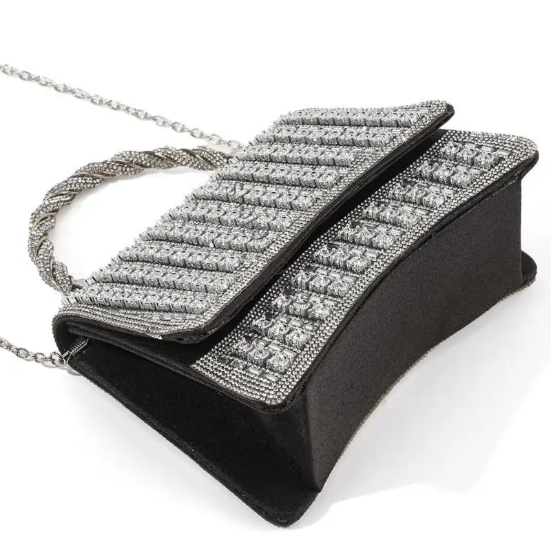 

Women's Elegant Evening Clutch Bag Rhinestones Accent Handbag for Formal Event 066F