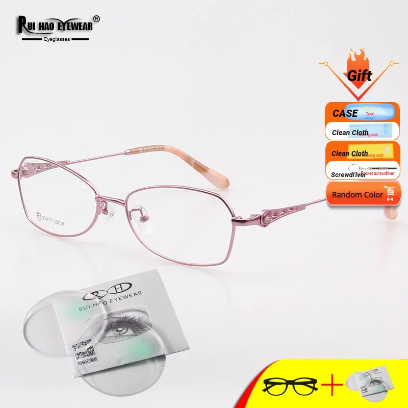 

Customize Prescription Eyeglasses Women Glasses Frame Fill Resin Lenses Myopia Progressive Spectacles Full Design Frame 92417