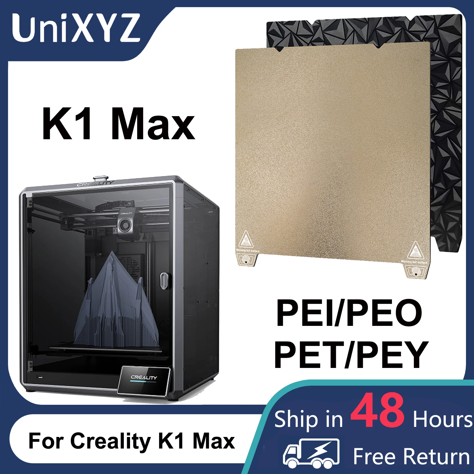 

Для Creality K1 Max Строительная пластина текстура PEI пружина сталь 310x315 мм Гладкая PEO PET PEY Buildplate для K1MAX подогревательной платформы для 3D-принтера