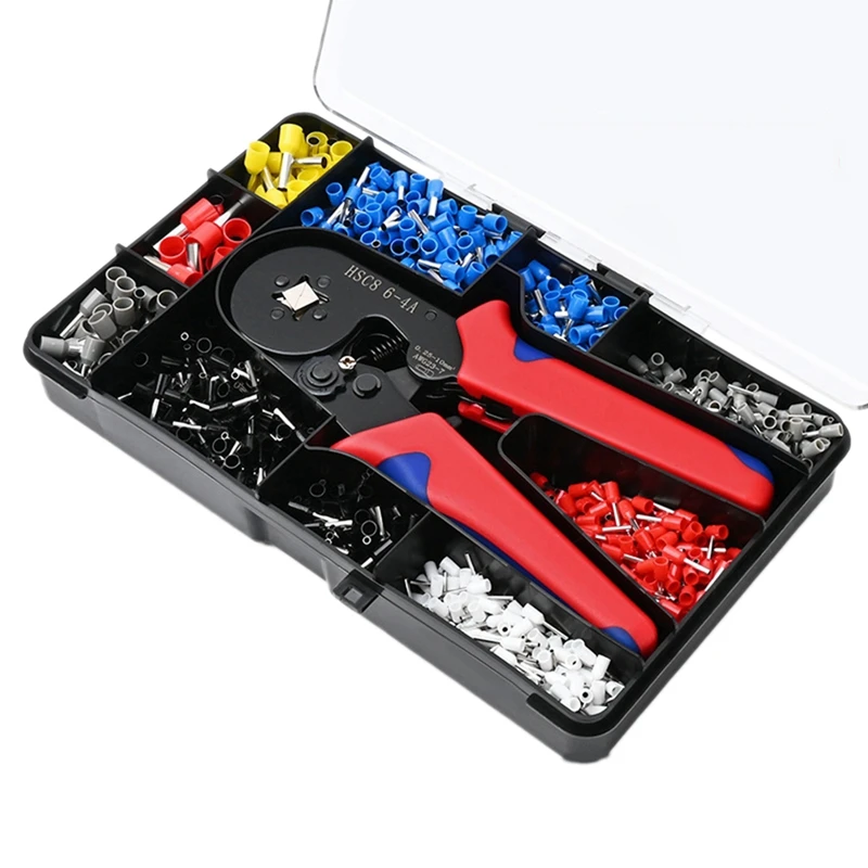 Crimping Pliers HSC8 6-4A Tubular Terminal Exquisite Storage Box Crimper Wire Mini Ferrule Crimps Tools Electrical Kit