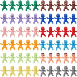 60 Mini Plastic Little Babies 12 Colors Tiny Figurines for Baby Shower Ice Cube Game Bulk Small King Cake Dolls 1Inch Cake Decor