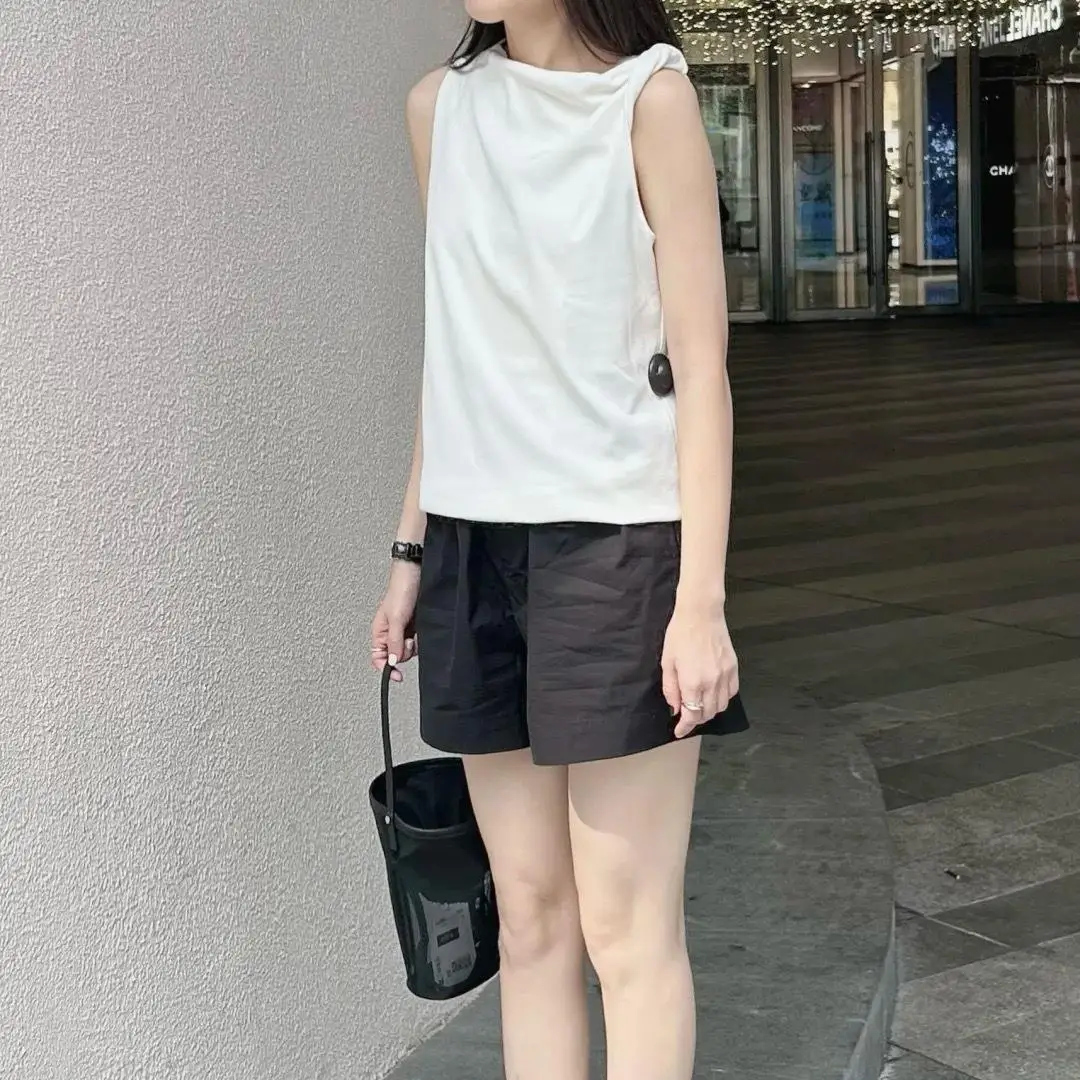 Nothing Written Cotton ter Ne Weste Damen ort Slim Fit Top Sommer Faionable Button Detail Freizeitkleidung