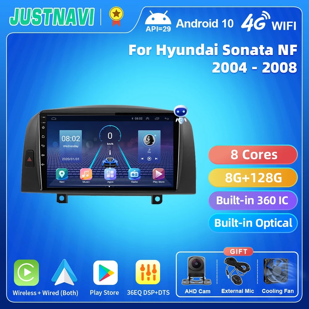 

Автомагнитола JUSTNAVI QT5 Android 10,0 Carplay, видеоплеер для Hyundai Sonata NF 2004-2008, стерео навигация, Авторадио No 2din DSP