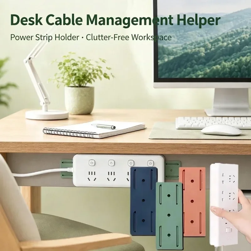 1-20pcs Wall-Mounted Power Strip Holders Self-Adhesive Desktop Socket Fixer Strip Fixator Plug Socket Cable WireOrganizer Rack