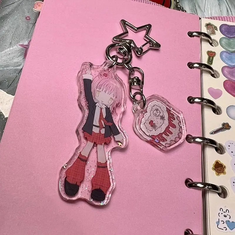 Hinamori Amu Anime Keychain Women Shugo Chara Acrylic Key Chain Man Kawaii Key Ring Pendant Ornament Accessories Friend Gift