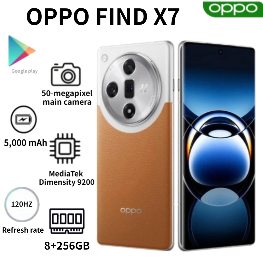 2026 New OPPO Find X7 5G Smartphone, 6.78‑Inch LTPO AMOLED 120Hz Curved Screen, Dimensity 9300, 5000mAh 100W Super VOOC Fast Cha