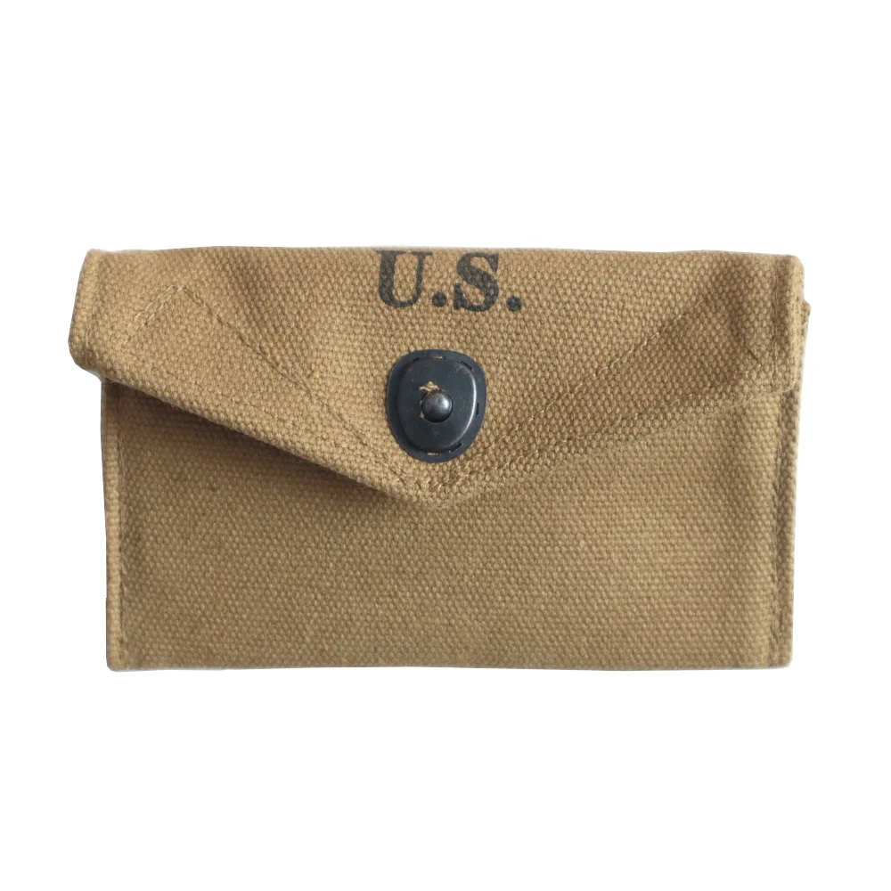 WWII US  M1942 First Aid Pouch Canvas Fabric Metal Hook Normandy Movie Prop Bag VintageTactical Reproduction