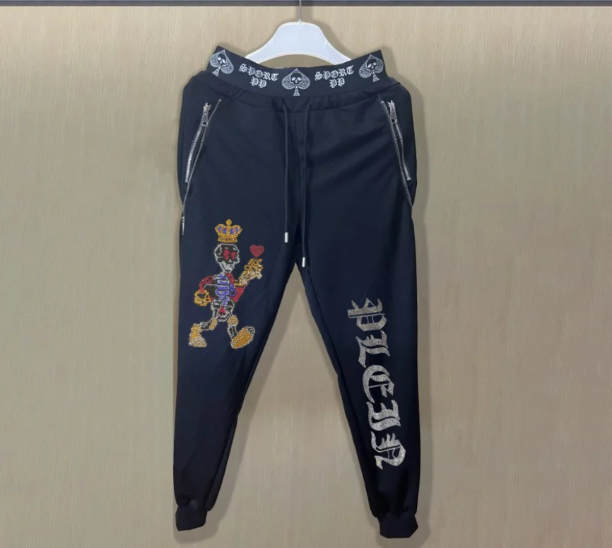 

Элегантные брендовые брюки, модные мужские дизайнерские брюки, яркие мужские брюки со стразами, мягкие спортивные штаны со стразами, прочные брюки на шнурке