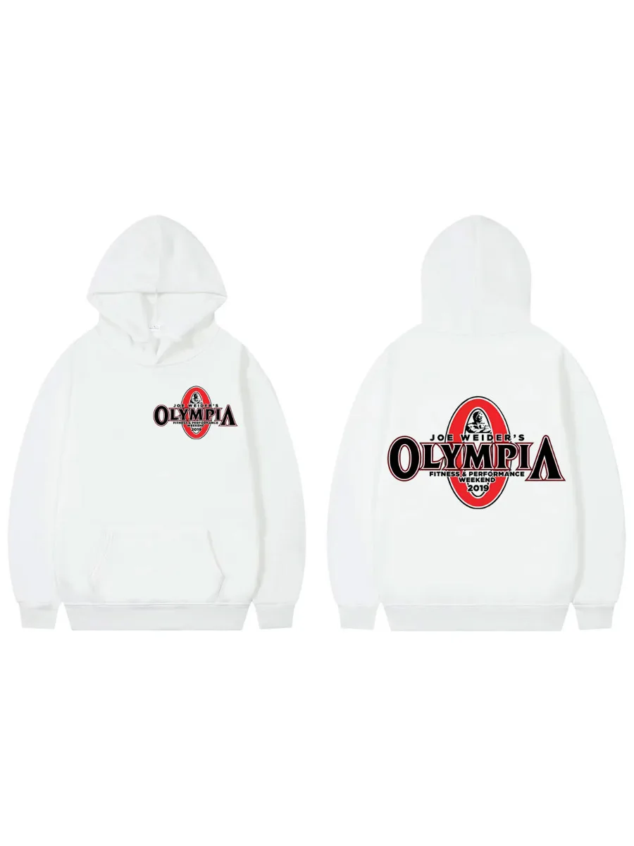 Olympia Fitness Double Sided Graphic Hoodies Men Women Fashion Vintage Gym Sweatshirts High Quality Fleece Oversized Pullovers
