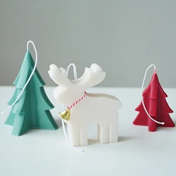 3D Deer Candle Mold Christmas Tree Snowflake House Silicone DIY Aroma Gingerbread Sugar Cake Gift Festival Decor Baking Tools