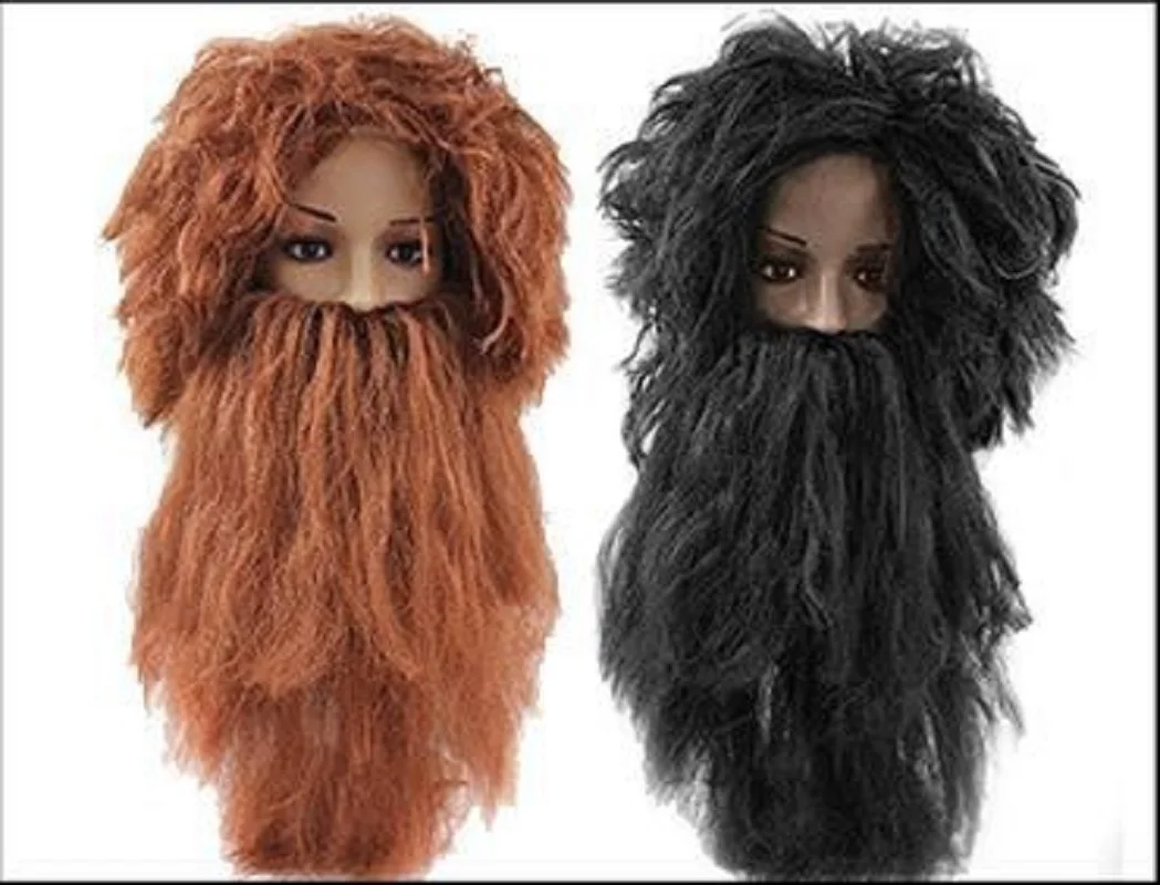 Halloween Party Savage Cosplay peruca e barba Set