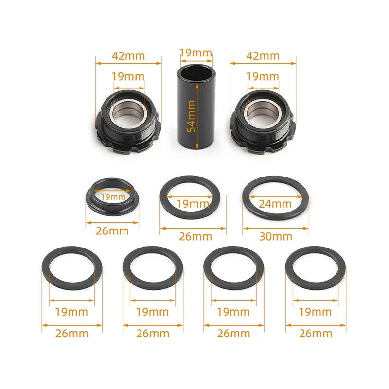 BMX Bottom Bracket EURO European BB 19mm 1.37''*24T 73mm BMX Mini Bike Street Climbing BB for 68MM Teeth Pattern Rotation 19MM