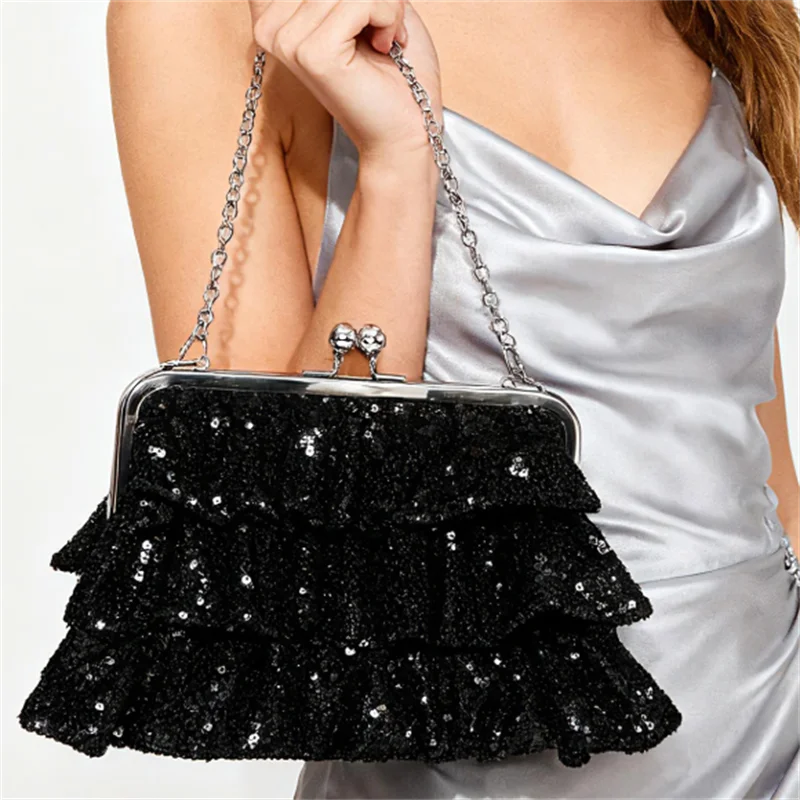 

2025 New Women Bling Evening Bags Party Dinner Clutch Wallets With Chain Mini Shoulder Bags Chain Bags 2 Colors