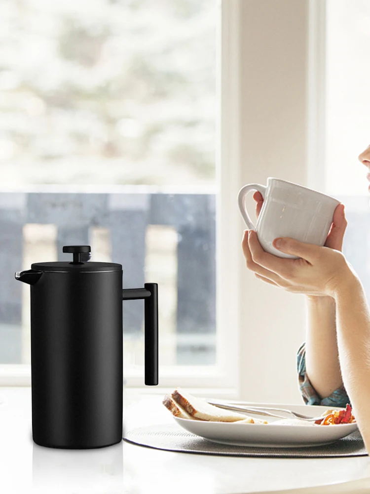 

Кофейник-пресс из нержавеющей стали с двойными стенками и изоляцией, с 3 фильтрами, для заваривания кофе, кухонные принадлежности