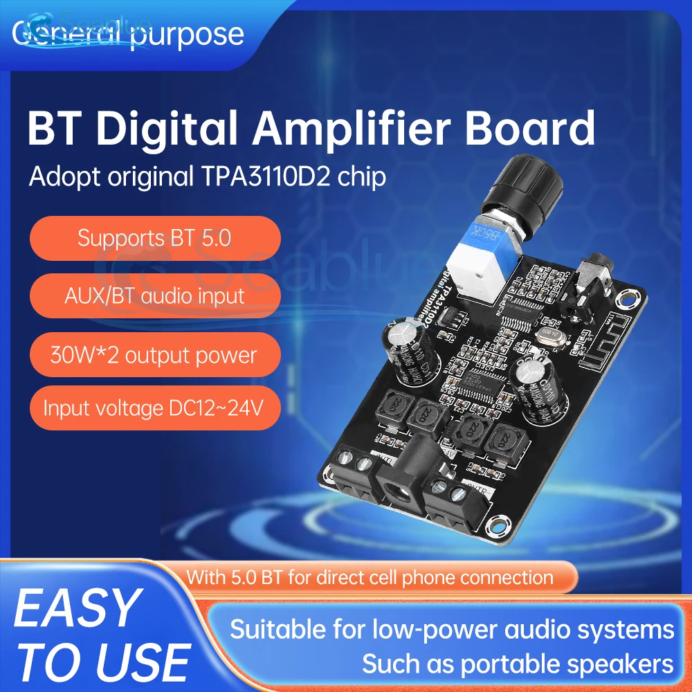 DC12-24V 30W*2 XH-A238 Universal HD Digital Amplifier Board TPA3110D2 BT5.0 Dual Channel Audio Amplifier Board Module 30W+30W