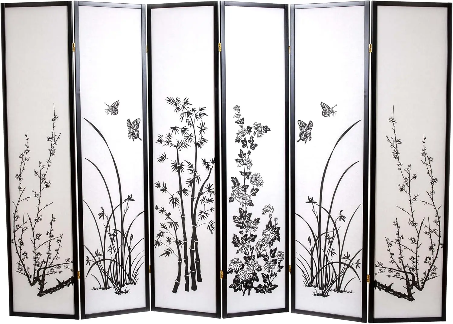 

8-панельный перегородка для комнаты, экран для конфиденциальности, бамбуковый принт, высота 71 дюйм x ширина 140 дюймов