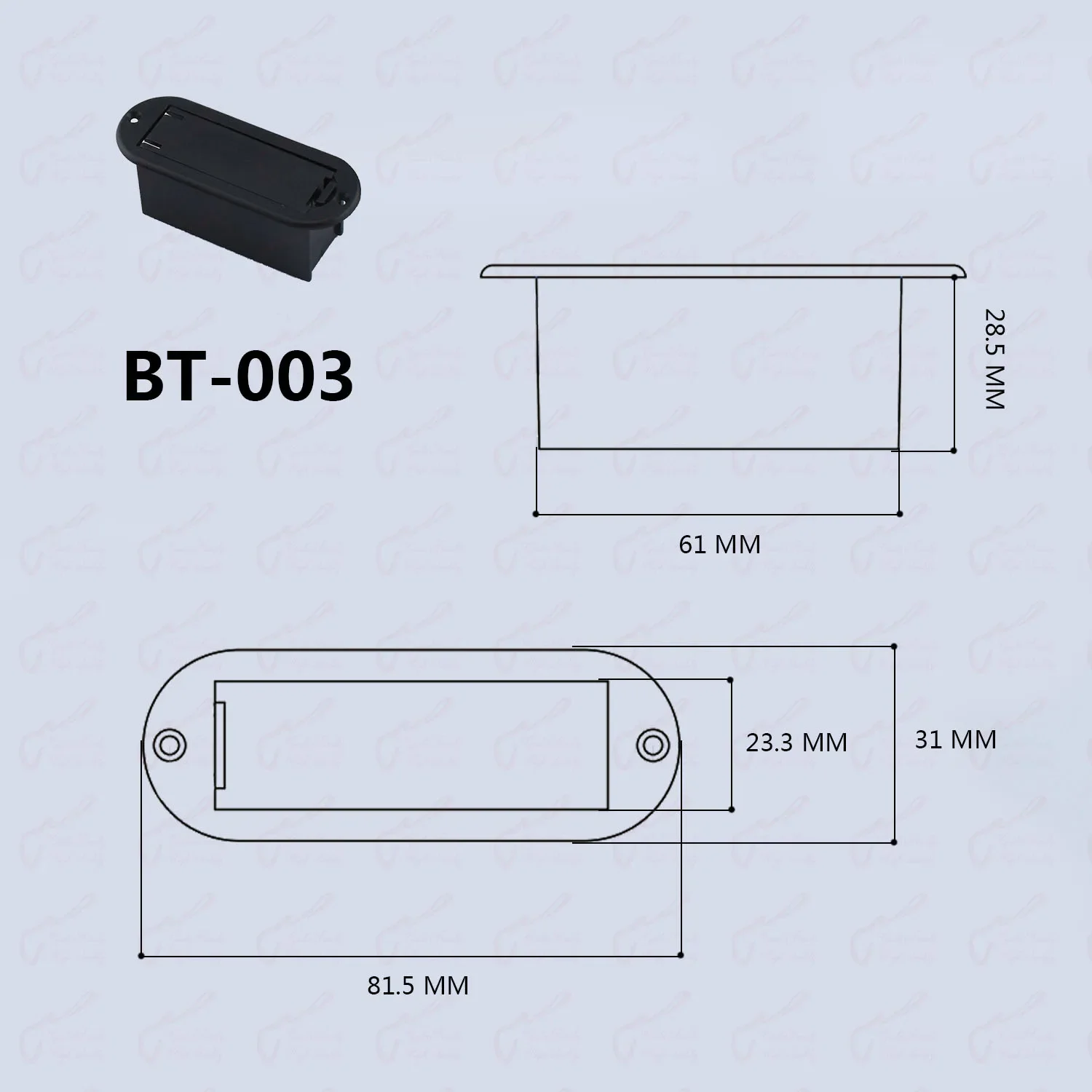 9V Battery Box / Battery Case For Electric Guitar Bass / Active Pickup - Made in Korea