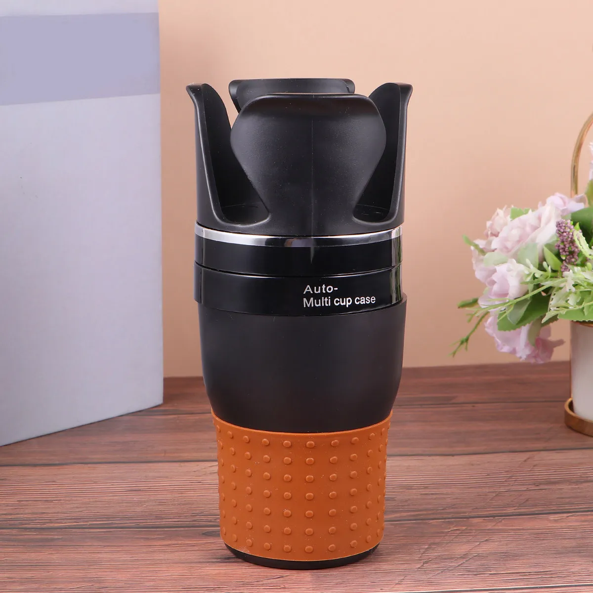 

Car Cup Holder Black Silicone Abs Rotatable Space-Saving Drink Holder For Water Bottle Snack Phone Organizer Stroller Car Seat