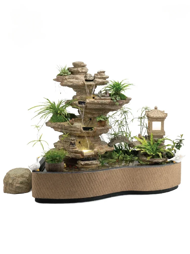 물고기 연못 바위 조경 안뜰 정원 배열 흐르는 물 장식, 발코니 조경 수영장