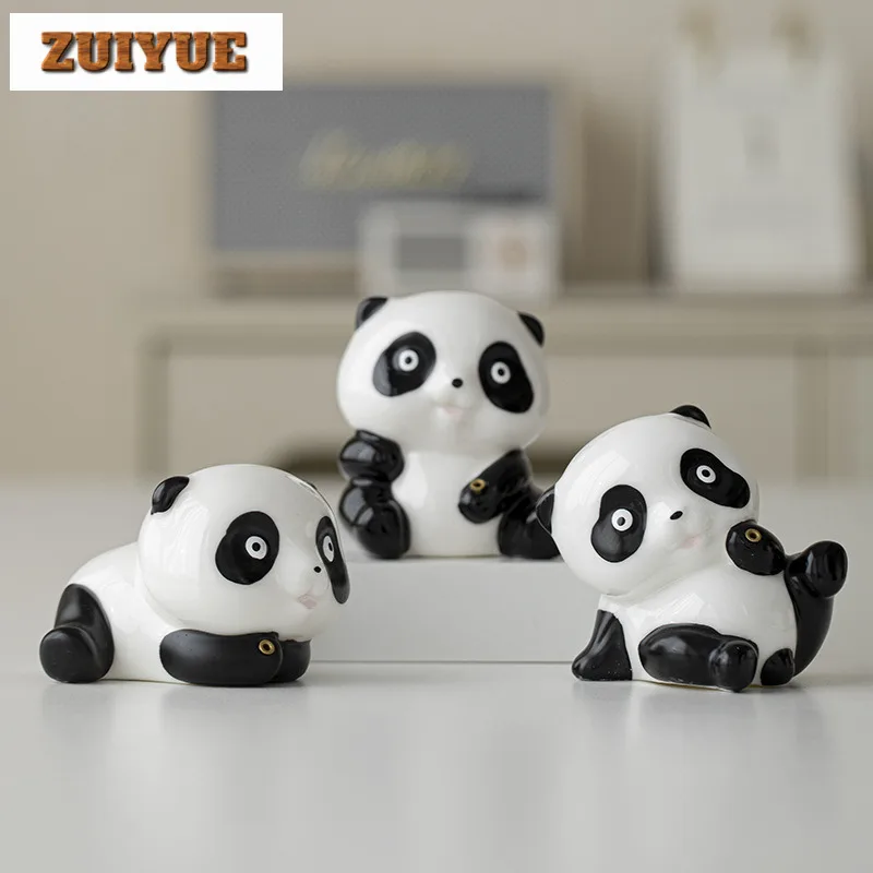 Cute Creative Panda Line Incense Burner Zen Ceramic Tea Pet Incense Holder Handmade Diffuser Smell Distributor Tea Ceremony Gift