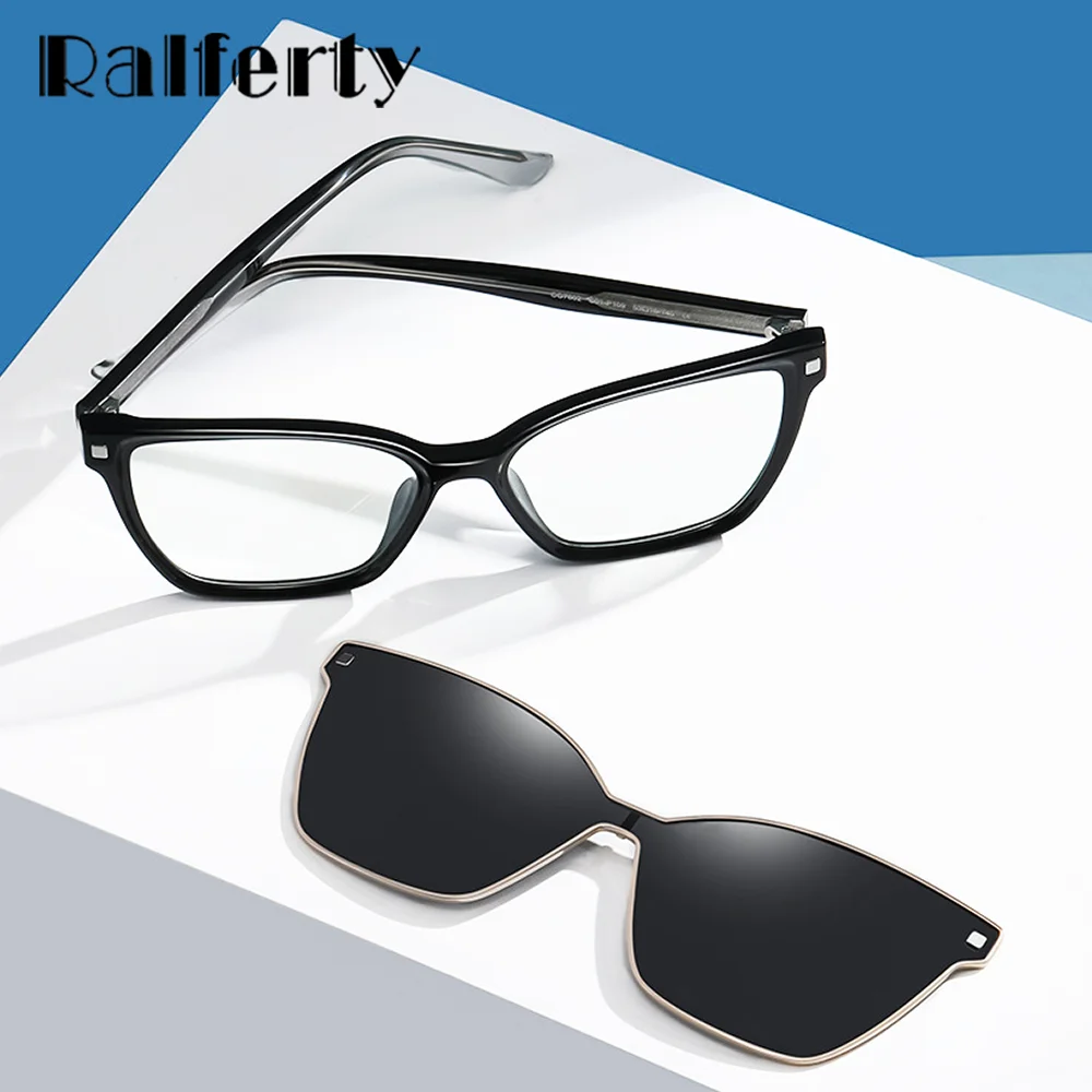 Ralferty Polarized Magnet Sunglasses Women Cat Eye 2 In 1 Clips On Glasses Female Shades 0 Diopter Eyeglass gafas de sol hombre