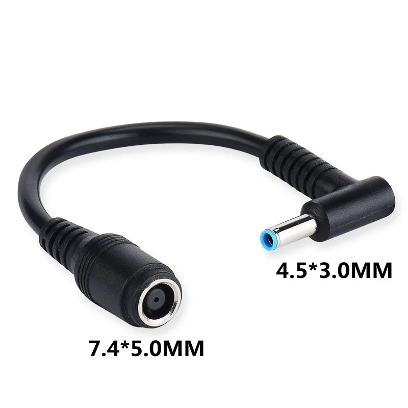 7.4mm*5.0mm Female To 4.5mm*3.0mm Elbow 7.4 To 4.5 Suitable for HP Dell Blue Tips Power Adapter Cable  Adapter Connector Cable