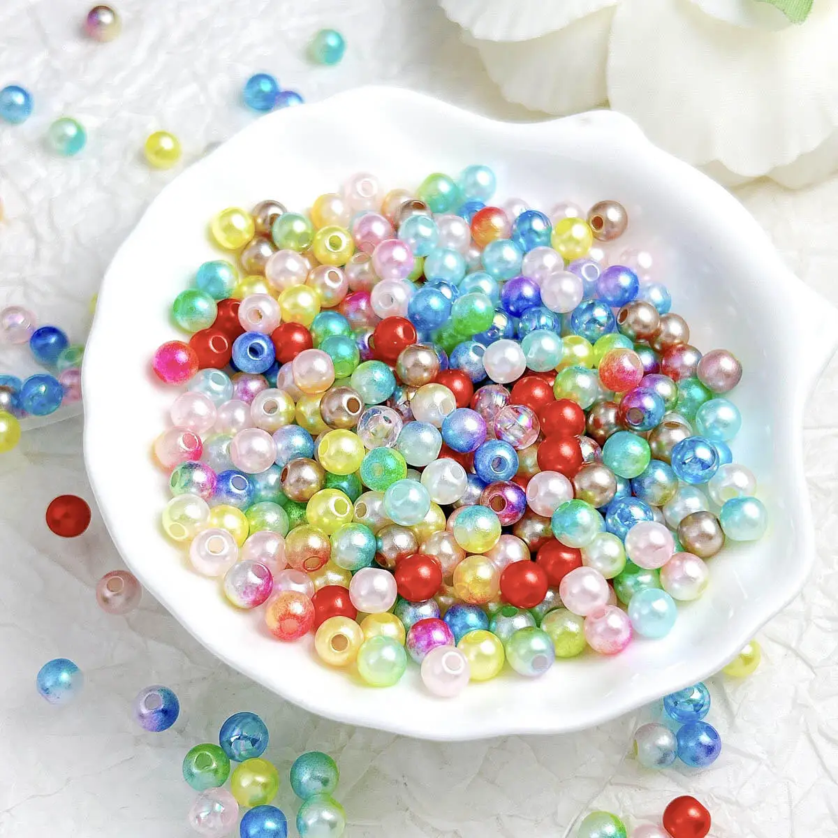 

100pcs Dazzling 3D Perforated Beads Nail Charms Multi-Color Round Bead Nail Art Decoration Bracelet Handmade DIY Crafts Parts
