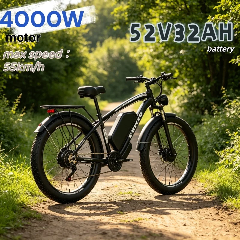 EB10 E-Bike 4000W Motor Electric Bicycle 52V32AH Battery 24 Inch Tire 55km/h Suspended Soft-Tail Frame mountain Electric Bike image 1