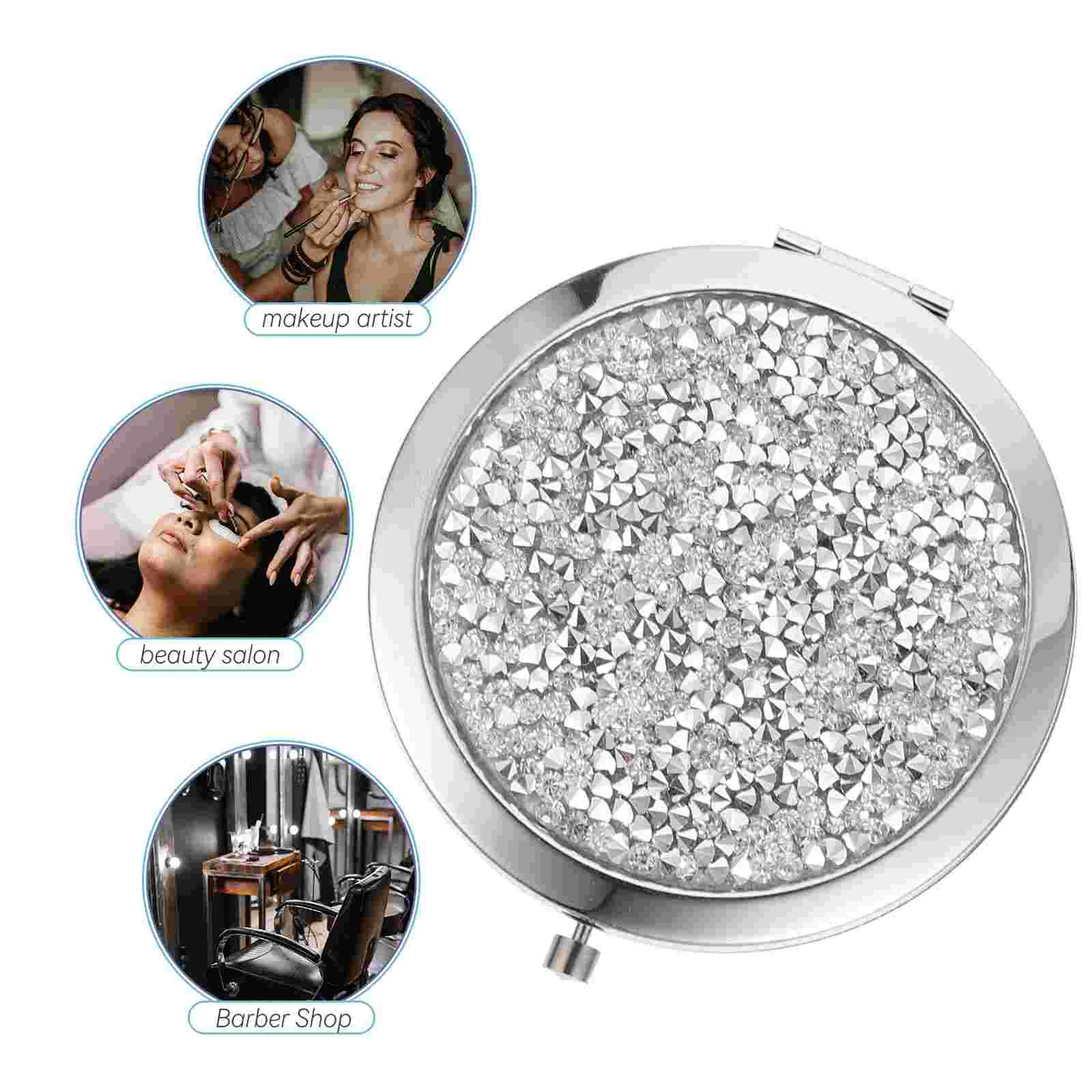 Miroir de poche en cristal pour maquillage, loupe de voyage, loupe ronde en métal compacte