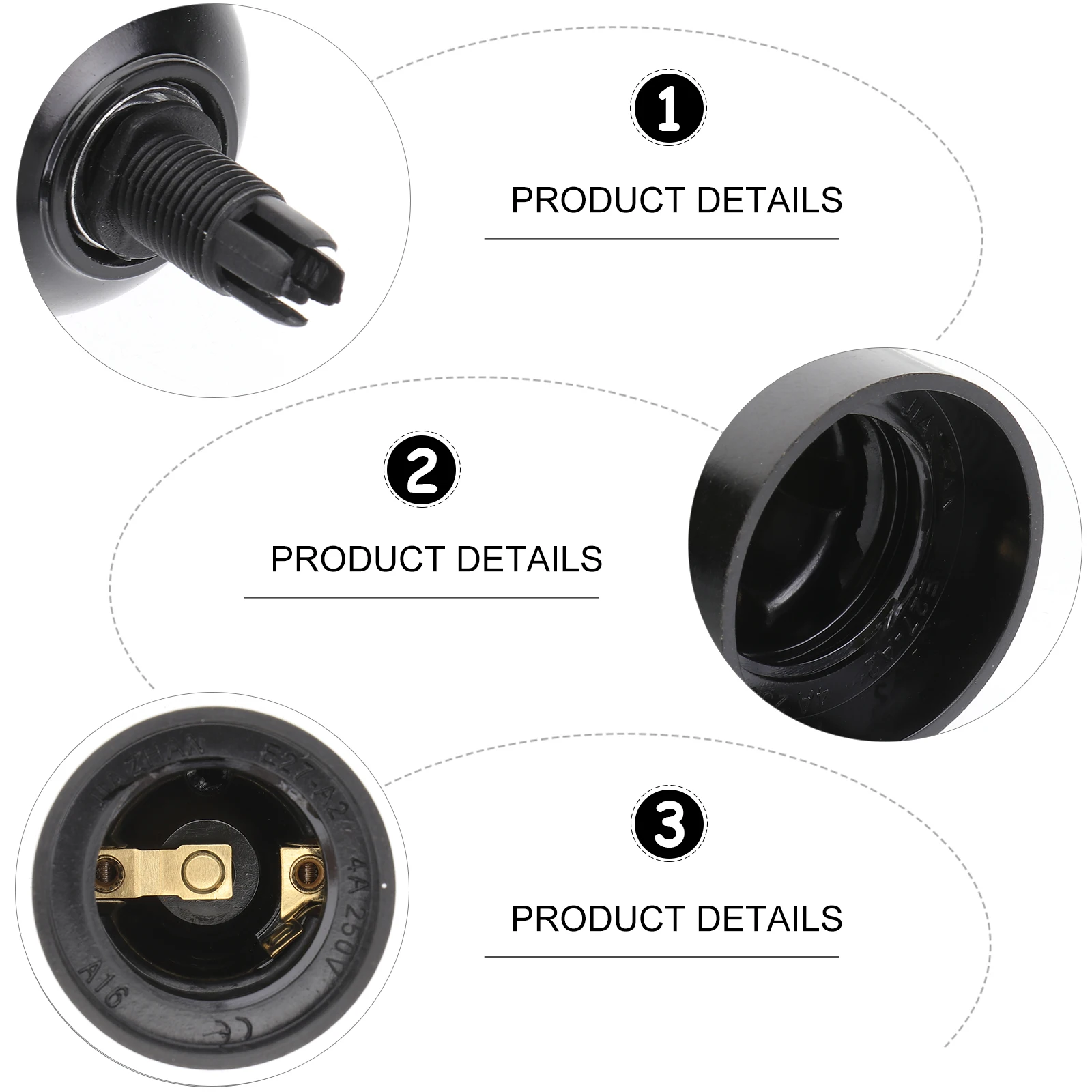 

4PCS Lamp Holder E27 Bulb Socket Self-locking Phenolic Plastic Durable Sturdy Kitchen Dining Room Bedroom Bar Restaurant Light