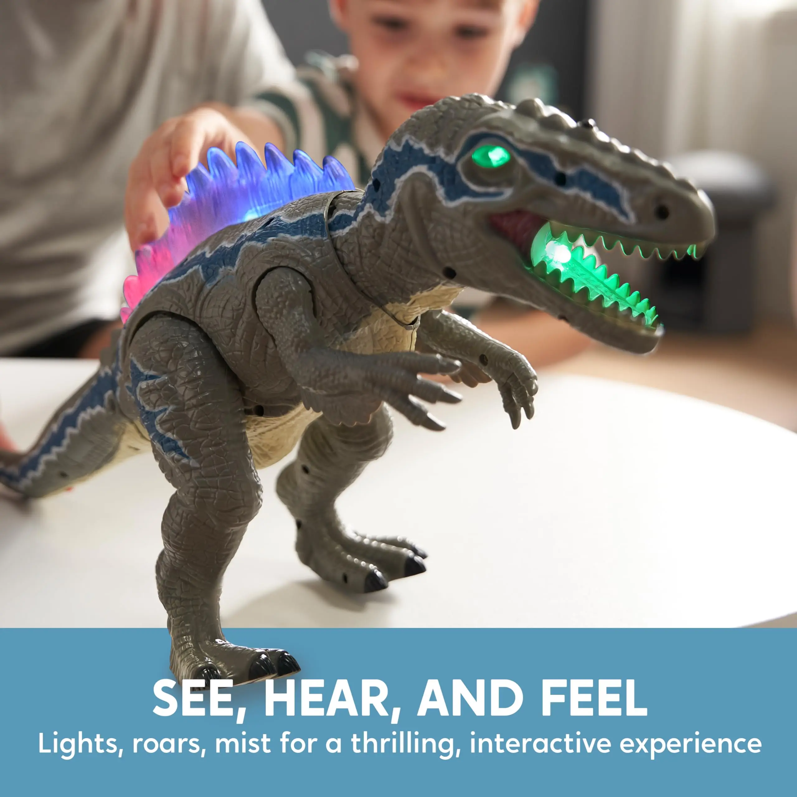 STEAM Life Ferngesteuerte Dinosaurier für Kinder ab 3 Jahren, LED-beleuchtete Dinosaurier, Velociraptor-Roboterspielzeug