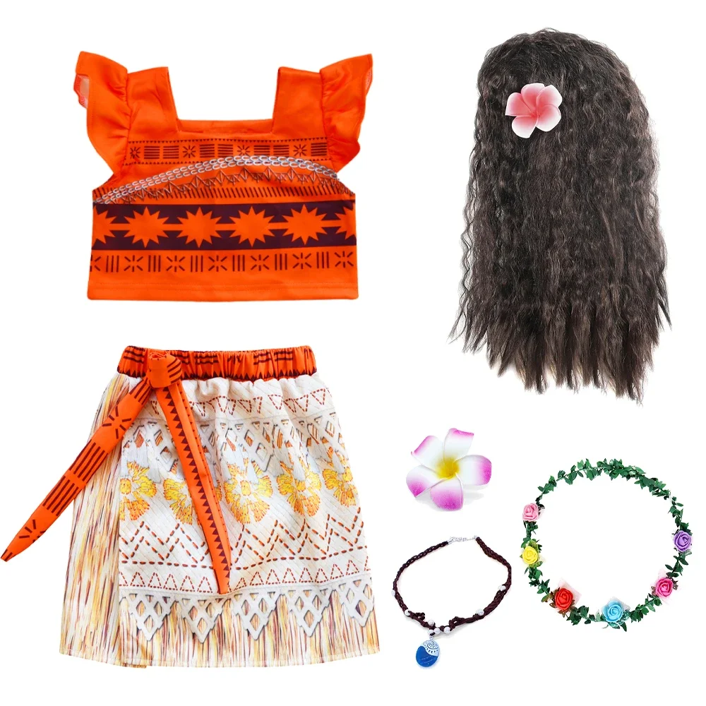 

Movie Ocean Adventure Dress Cosplay Costume Kids Girls Princess Dress Children Birthday Party Costume with Necklace Sets