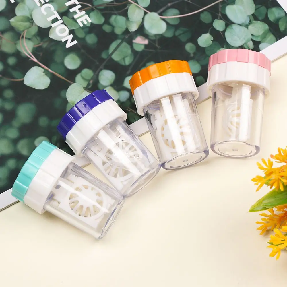 

Mini Contact Lens Case Fashion Rotatable Soaking Box Portable Plastic Travel Glasses Holder Candy Color Contact Lens Case
