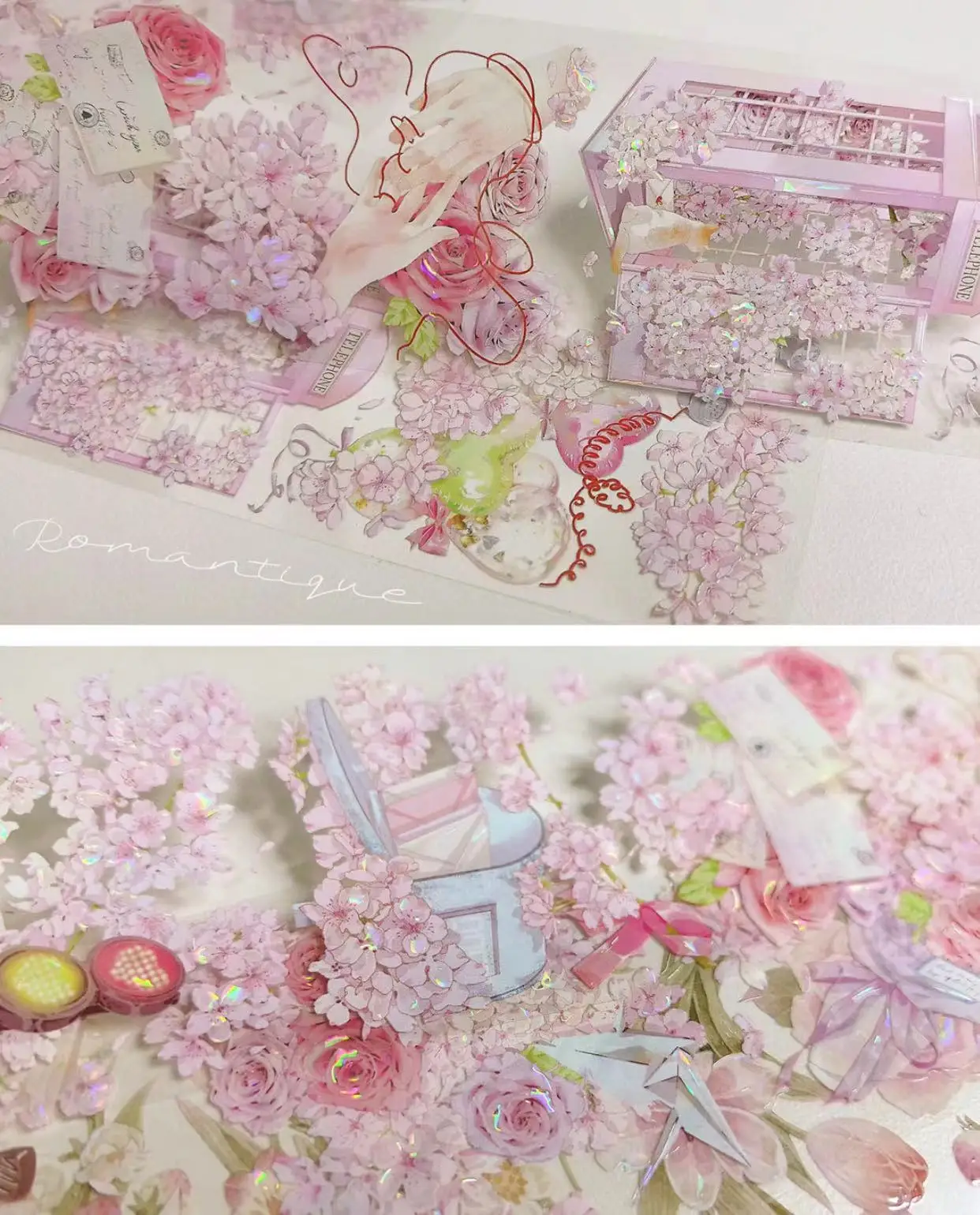 Autocollant décoratif vintage pour carte de licence, washi, motif floral, lettres roses, poèmes d'amour, plan de scrapbooking, DIY bricolage