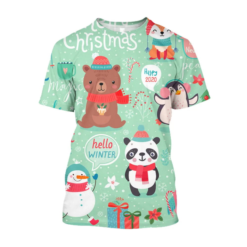 Jumeast 3D Christmas Santa Printed Men T-shirts Unisex Baggy Cartoon Animal Reindeer Graphic Tee Shirt Festival Clothes T-shirty