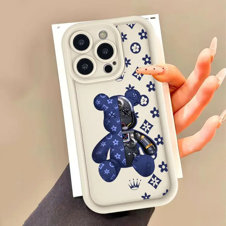 Casing Cangkang Lunak untuk iPhone 16e 14 + 11 14 12 15Pro 15 Plus 16 Pro Max 13 13Pro 16 + Mode Lucu Beruang Robert