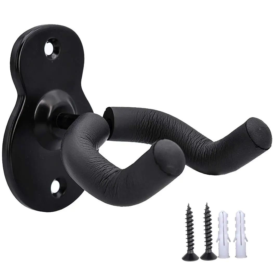 Guitar Wall Mount Hanger Hook Acoustic Electric Bass Guitar Wall Hook Hanger Black Metal Holder Hanger