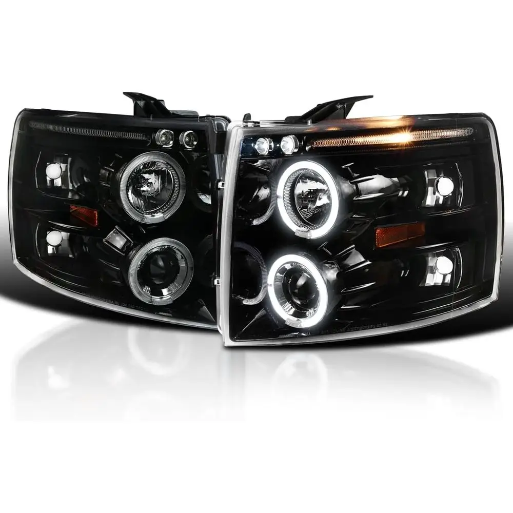 

Jet Black LED Projector Headlights Compatible with 2007-2013 Chevy Silverado 1500, 2007-2014 Chevy Silverado 2500HD/3500HD, Left