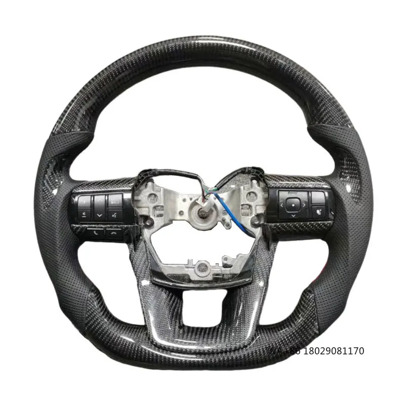 Wholesale Direct Sales Carbon Fiber Perforated Leather Wheel for Toyota Hilux Car Steering Wheel