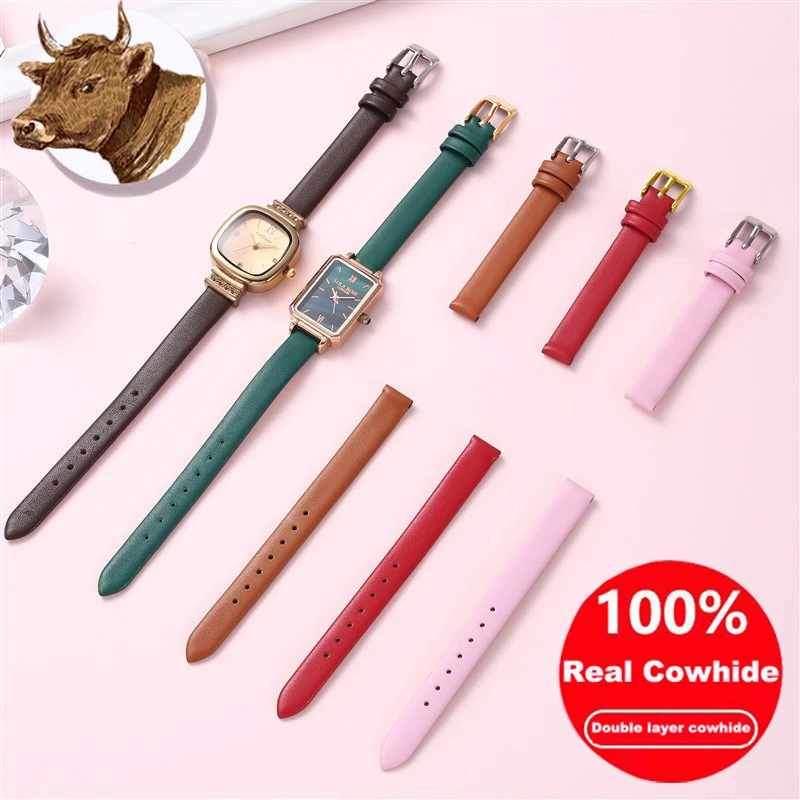 *real genine*Watch strap Real Animal Handmade Full Grain Leather Bracelet Accessories Soft Thin Slim Watch Strap Top Quality