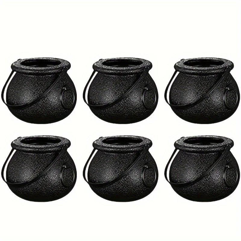 6 adet Cadılar Bayramı Cadı Kazanı şeker kavanozu Mini Tutucu Kavanoz Trick Or Treat Cadılar Bayramı Partisi Dekorasyon Sahne Çocuk Oyuncak Ev Dekorasyon