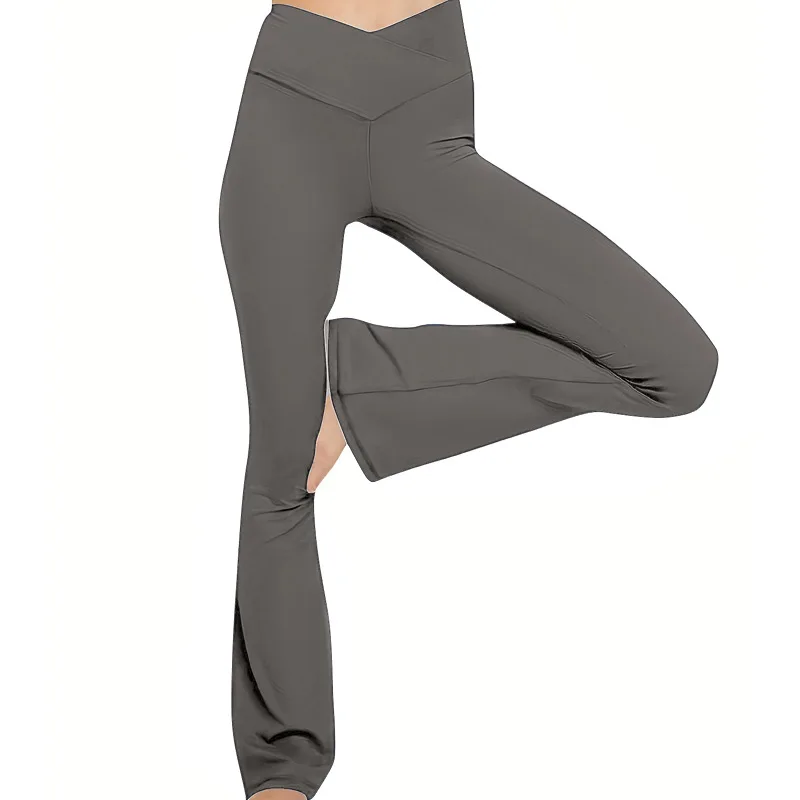 للنساء ارتفاع الخصر الخامس الصليب Bootcut جرس قيعان البطن التحكم اليوغا السراويل كروس متوهج طماق #3