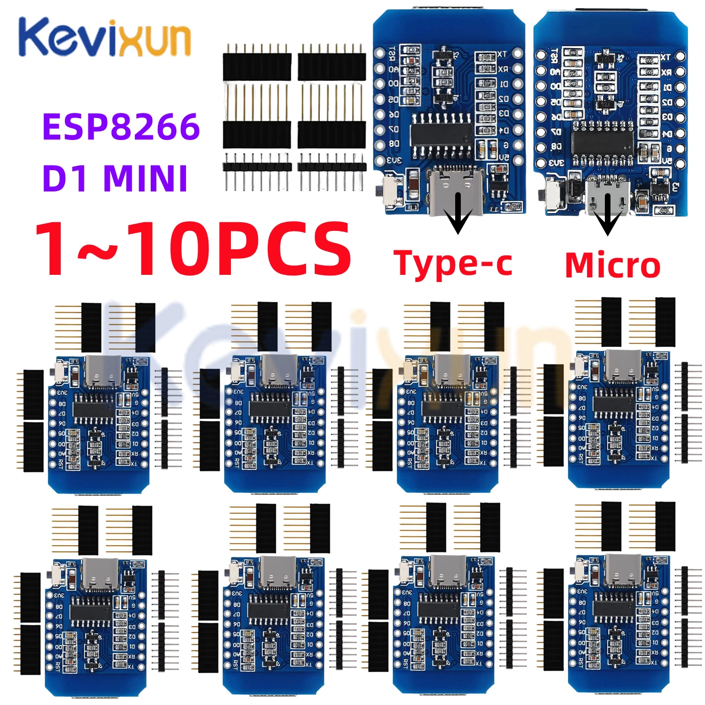 1-10pcs/Type-C Micro USB D1 Mini NodeMcu ESP8266 ESP-12F Mini NodeMCU Lua 4M Bytes WiFi Module Wireless WiFi Module for Arduino